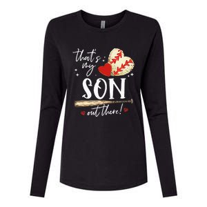 ThatS My Son Out There Baseball Mama Mom Mothers Day Womens Cotton Relaxed Long Sleeve T-Shirt