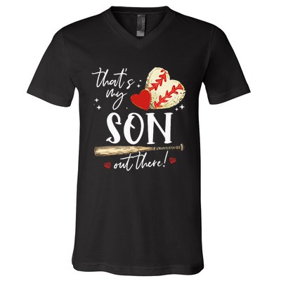 ThatS My Son Out There Baseball Mama Mom Mothers Day V-Neck T-Shirt