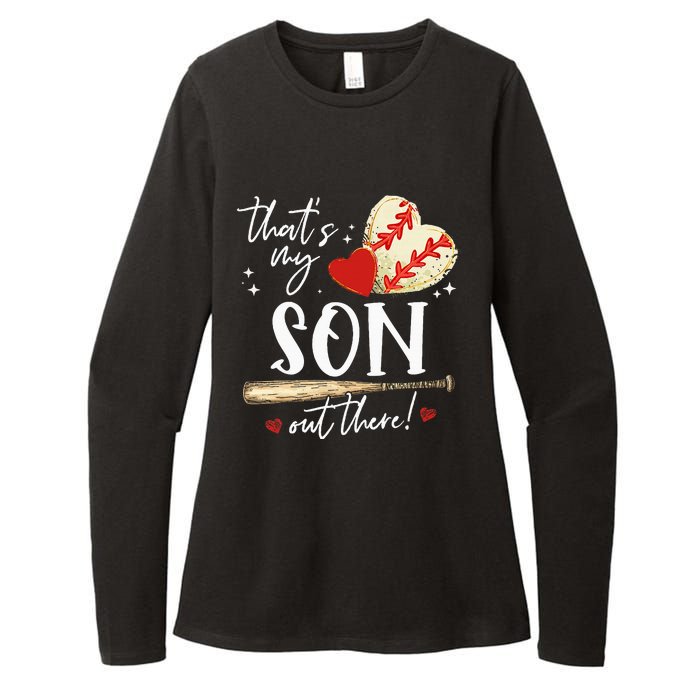 ThatS My Son Out There Baseball Mama Mom Mothers Day Womens CVC Long Sleeve Shirt