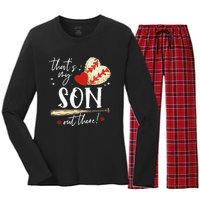 ThatS My Son Out There Baseball Mama Mom Mothers Day Women's Long Sleeve Flannel Pajama Set 