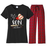 ThatS My Son Out There Baseball Mama Mom Mothers Day Women's Flannel Pajama Set