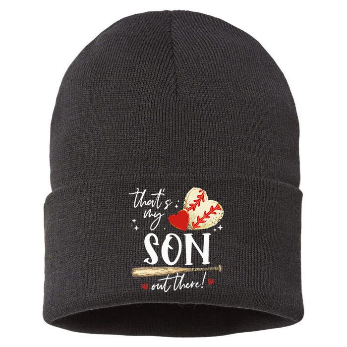 ThatS My Son Out There Baseball Mama Mom Mothers Day Sustainable Knit Beanie