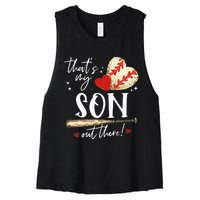 ThatS My Son Out There Baseball Mama Mom Mothers Day Women's Racerback Cropped Tank