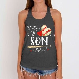 ThatS My Son Out There Baseball Mama Mom Mothers Day Women's Knotted Racerback Tank