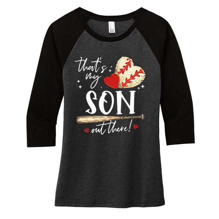 ThatS My Son Out There Baseball Mama Mom Mothers Day Women's Tri-Blend 3/4-Sleeve Raglan Shirt