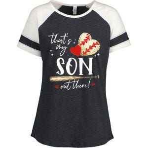 ThatS My Son Out There Baseball Mama Mom Mothers Day Enza Ladies Jersey Colorblock Tee