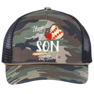 ThatS My Son Out There Baseball Mama Mom Mothers Day Retro Rope Trucker Hat Cap