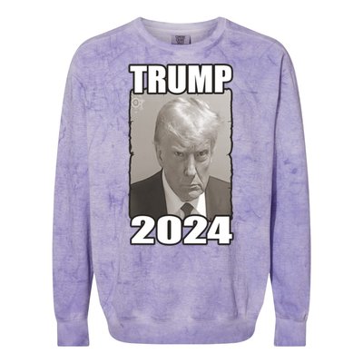 Trump Mug Shot President 2024 Cute Gift Colorblast Crewneck Sweatshirt