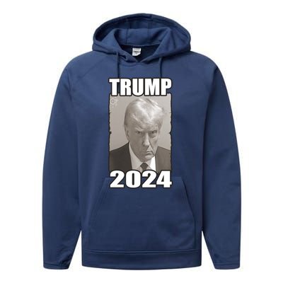 Trump Mug Shot President 2024 Cute Gift Performance Fleece Hoodie