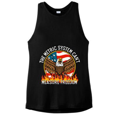 The Metric System CanT Measure Freedom Eagle Usa Flag Meme Ladies PosiCharge Tri-Blend Wicking Tank