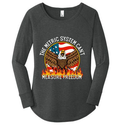 The Metric System CanT Measure Freedom Eagle Usa Flag Meme Women's Perfect Tri Tunic Long Sleeve Shirt