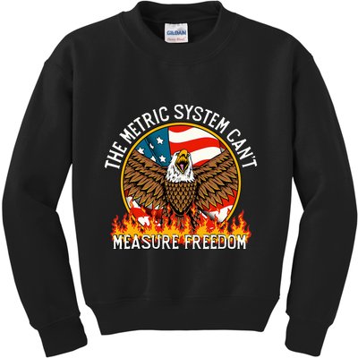 The Metric System CanT Measure Freedom Eagle Usa Flag Meme Kids Sweatshirt