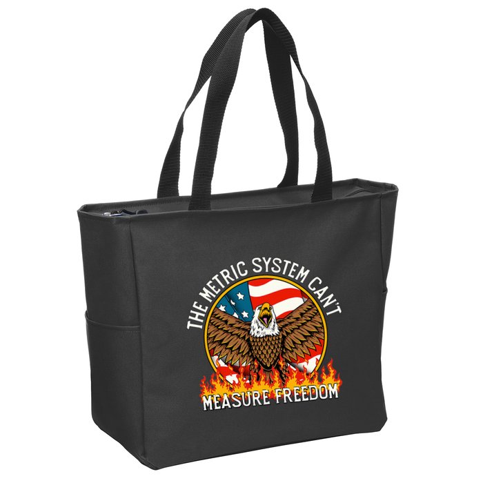 The Metric System CanT Measure Freedom Eagle Usa Flag Meme Zip Tote Bag