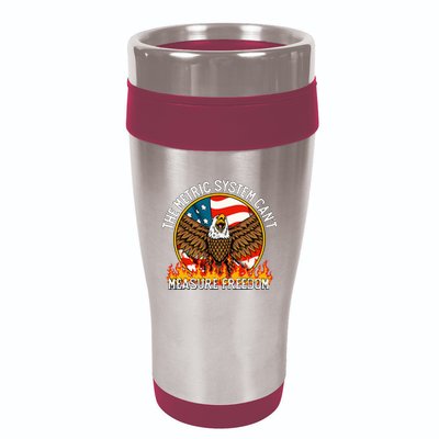 The Metric System CanT Measure Freedom Eagle Usa Flag Meme 16oz Travel Tumbler