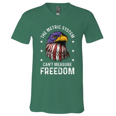 The Metric System CanT Measure Freedom 4th Of July V-Neck T-Shirt