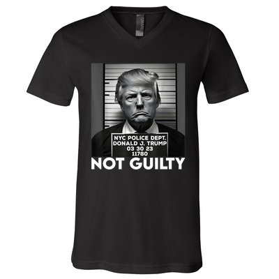 Trump Mug Shot, Trump Not Guilty Pro Trump Supporter V-Neck T-Shirt