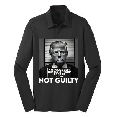 Trump Mug Shot, Trump Not Guilty Pro Trump Supporter Silk Touch Performance Long Sleeve Polo