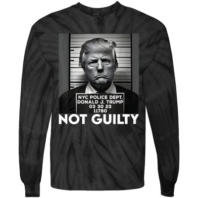 Trump Mug Shot, Trump Not Guilty Pro Trump Supporter Tie-Dye Long Sleeve Shirt