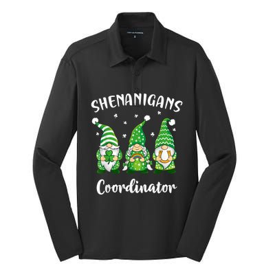 Teacher Mom St Patricks Day Shenanigans Coordinator Gnome Silk Touch Performance Long Sleeve Polo