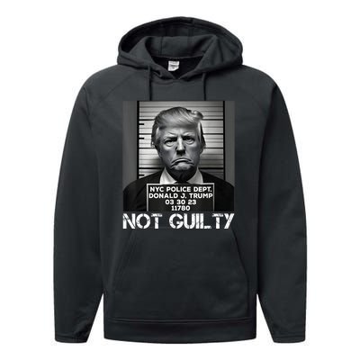 Trump Mug Shot, Trump Not Guilty Pro Trump Supporter Performance Fleece Hoodie