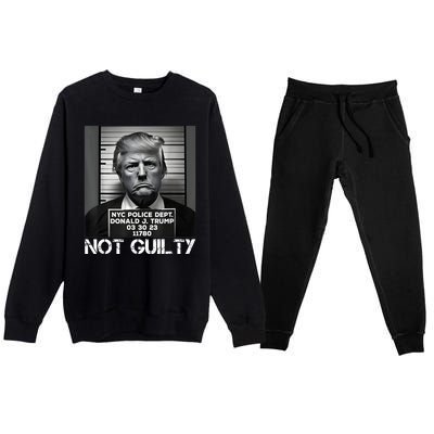 Trump Mug Shot, Trump Not Guilty Pro Trump Supporter Premium Crewneck Sweatsuit Set