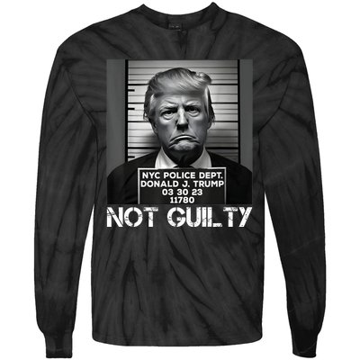 Trump Mug Shot, Trump Not Guilty Pro Trump Supporter Tie-Dye Long Sleeve Shirt