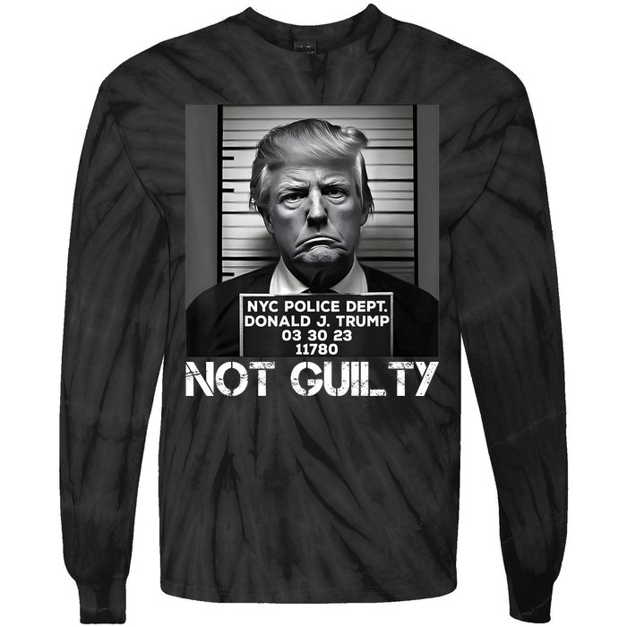 Trump Mug Shot, Trump Not Guilty Pro Trump Supporter Tie-Dye Long Sleeve Shirt