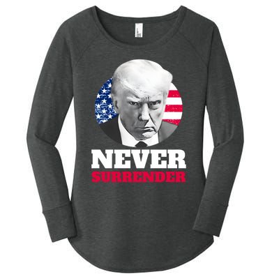 Trump Mug Shot Never Surrender Women's Perfect Tri Tunic Long Sleeve Shirt