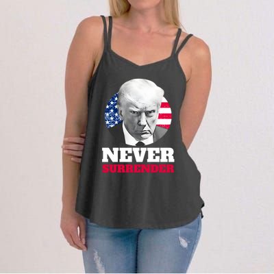 Trump Mug Shot Never Surrender Women's Strappy Tank