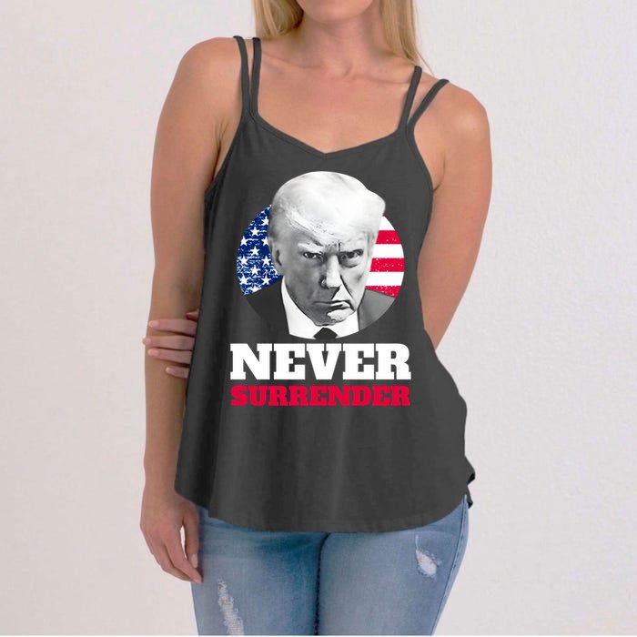 Trump Mug Shot Never Surrender Women's Strappy Tank