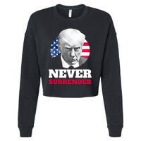 Trump Mug Shot Never Surrender Cropped Pullover Crew