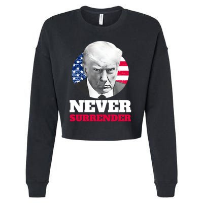 Trump Mug Shot Never Surrender Cropped Pullover Crew