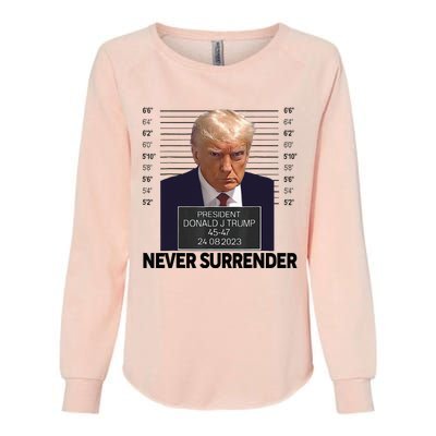 Trump Mug Shot Donald Trump Mug Shot Never Surrender Womens California Wash Sweatshirt