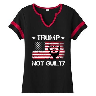 Trump Mug Shot, Trump Not Guilty Pro Trump Supporter Ladies Halftime Notch Neck Tee