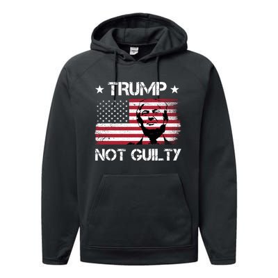 Trump Mug Shot, Trump Not Guilty Pro Trump Supporter Performance Fleece Hoodie