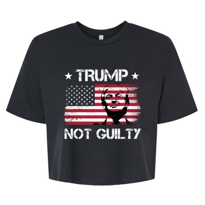 Trump Mug Shot, Trump Not Guilty Pro Trump Supporter Bella+Canvas Jersey Crop Tee