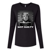 Trump Mug Shot, Trump Not Guilty Pro Trump Supporter Womens Cotton Relaxed Long Sleeve T-Shirt