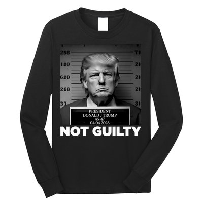 Trump Mug Shot, Trump Not Guilty Pro Trump Supporter Long Sleeve Shirt