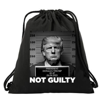 Trump Mug Shot, Trump Not Guilty Pro Trump Supporter Drawstring Bag