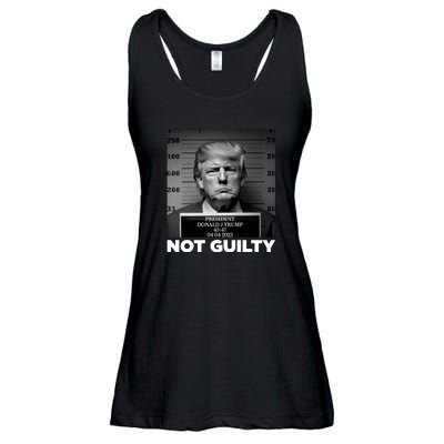 Trump Mug Shot, Trump Not Guilty Pro Trump Supporter Ladies Essential Flowy Tank