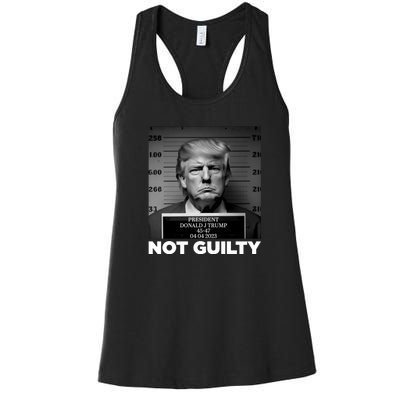 Trump Mug Shot, Trump Not Guilty Pro Trump Supporter Women's Racerback Tank