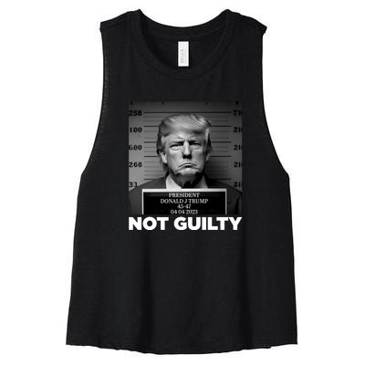 Trump Mug Shot, Trump Not Guilty Pro Trump Supporter Women's Racerback Cropped Tank