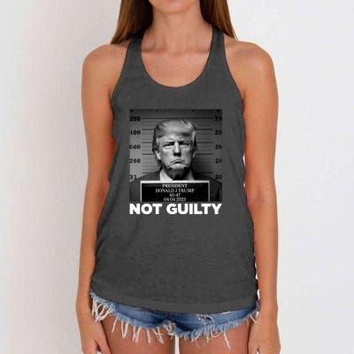 Trump Mug Shot, Trump Not Guilty Pro Trump Supporter Women's Knotted Racerback Tank