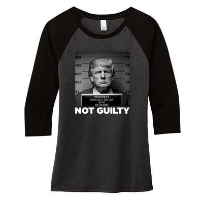 Trump Mug Shot, Trump Not Guilty Pro Trump Supporter Women's Tri-Blend 3/4-Sleeve Raglan Shirt