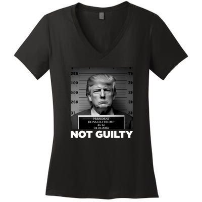 Trump Mug Shot, Trump Not Guilty Pro Trump Supporter Women's V-Neck T-Shirt