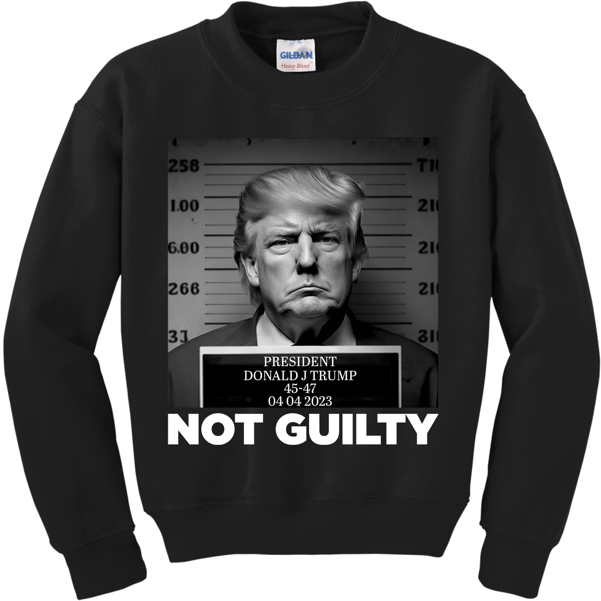 Trump Mug Shot, Trump Not Guilty Pro Trump Supporter Kids Sweatshirt