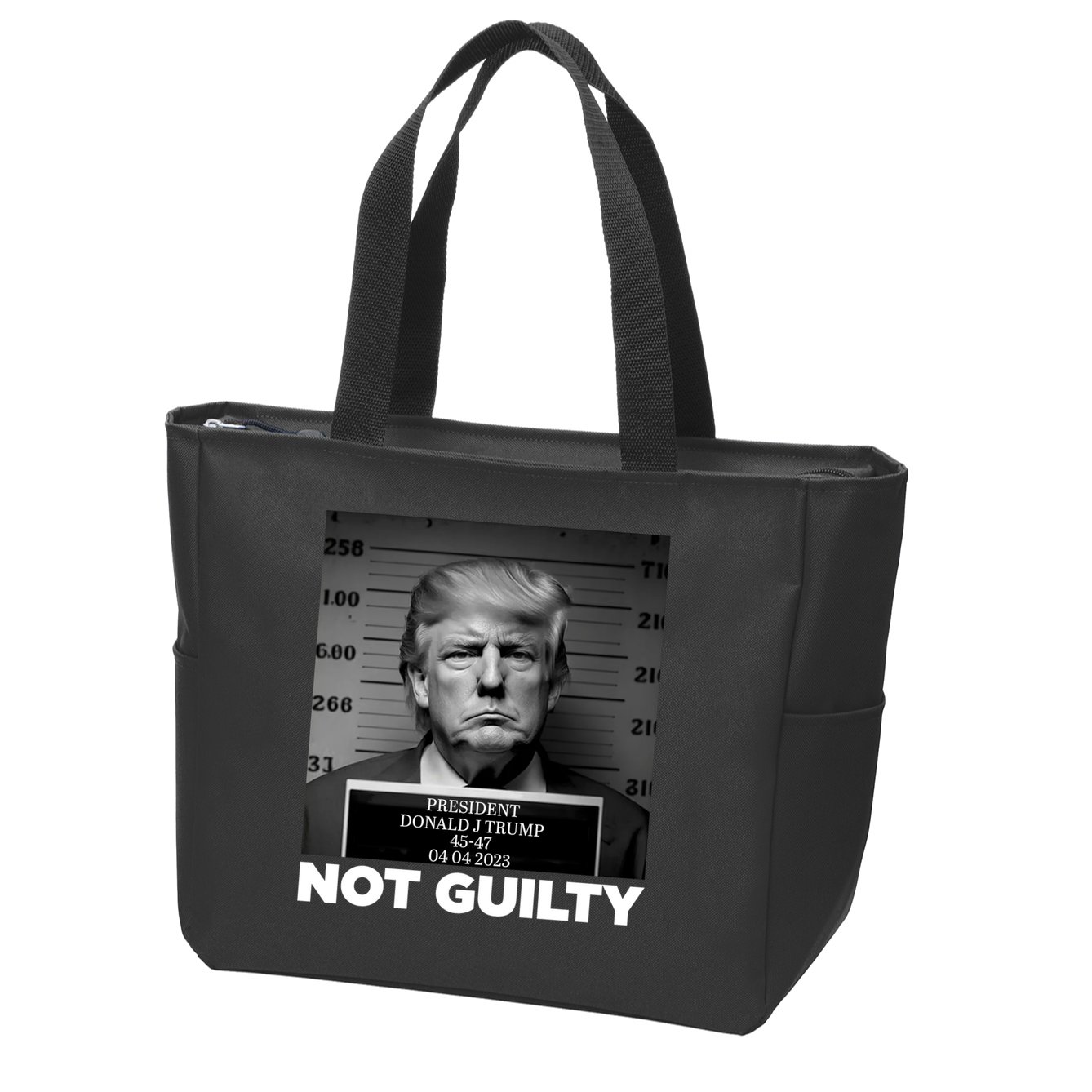 Trump Mug Shot, Trump Not Guilty Pro Trump Supporter Zip Tote Bag