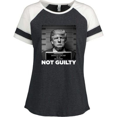 Trump Mug Shot, Trump Not Guilty Pro Trump Supporter Enza Ladies Jersey Colorblock Tee