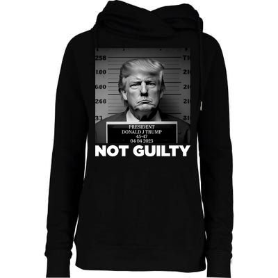 Trump Mug Shot, Trump Not Guilty Pro Trump Supporter Womens Funnel Neck Pullover Hood