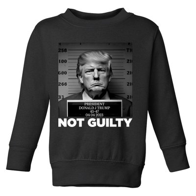 Trump Mug Shot, Trump Not Guilty Pro Trump Supporter Toddler Sweatshirt